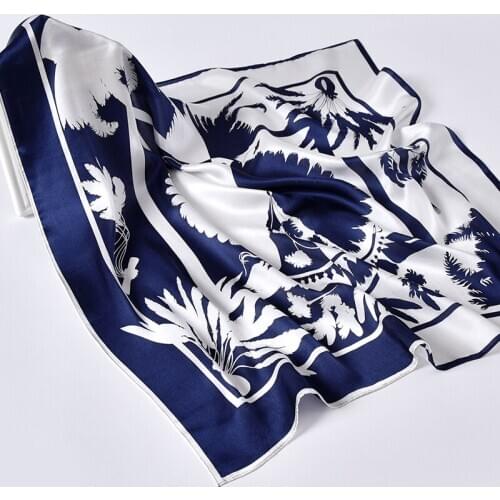 Hangzhou Silk Square Scarf Neckerchief 65*65cm Silk Kerchief Wraps for Ladies Printed Bandana 100% Real Silk Square Neck Scarves