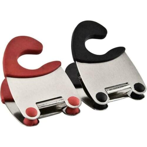 1Pcs Stainless Steel Pot Side Clips Anti-scalding Spoon Holder Kitchen Gadgets Rubber Convenient Utensils Rest Kitchen Tools