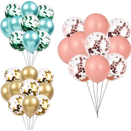 10/15pcs Confetti Wedding Balloon Sets For Happy Birthday Christmas Party Metal Latex Ballon Helium Decor Baby Shower Kids Gifts