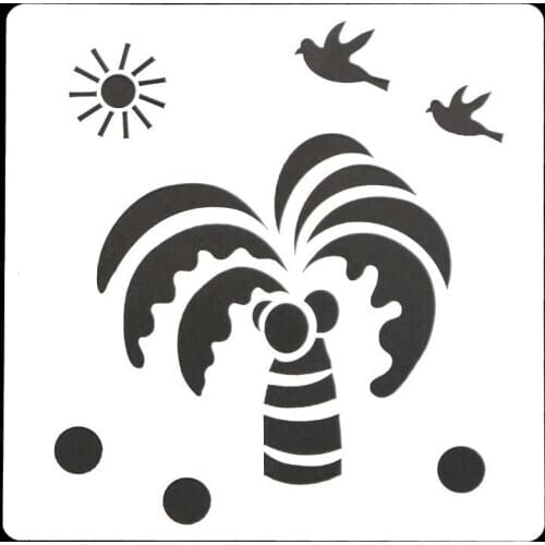 13*13 coconut tree pvc Layering Stencils for DIY Scrapbooking/photo album Decorative Embossing DIY Paper Cards Crafts