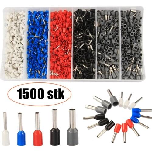 1500PCS E0508 E1008 E1508 E2508 E7508 Insulated Ferrules Terminal Block Cord End Wire Connector Electrical Crimp Terminator