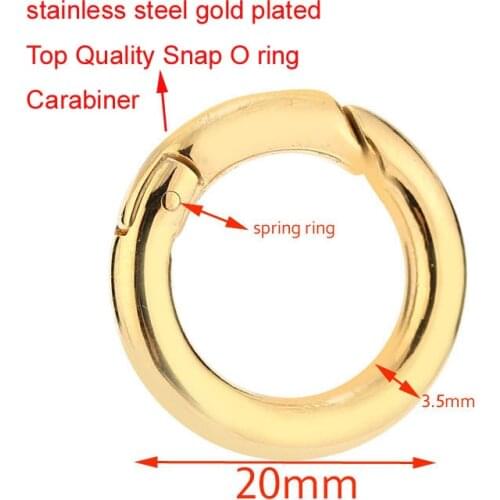 20PCS O Ring buckle Locking Carabiner stainless steel Round Carabiner Spring Snap Clips Hook Keychain Keyring Buckle