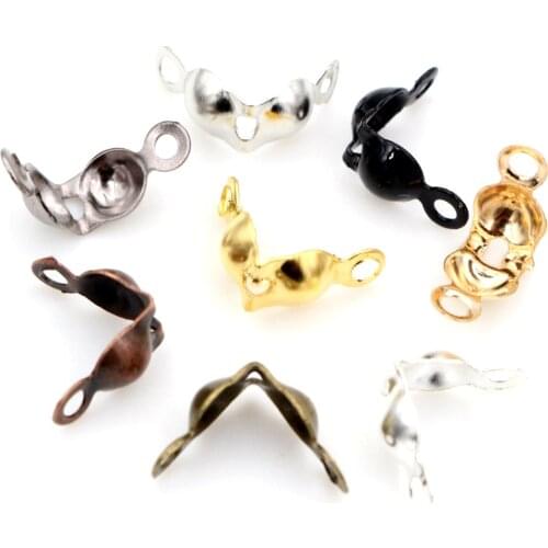 200pcs Connector Clasp Fitting 4*7mm Ball Chain Calotte End Crimps Beads Connector Components For DIY Jewelry Making Supplies