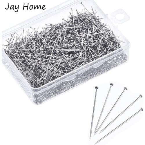 300Pcs Straight Head Sewing Pins 35mm Fine Satin Pins for Dressmaker Jewelry Craft Stainless Steel Flat Head Stitching Pins