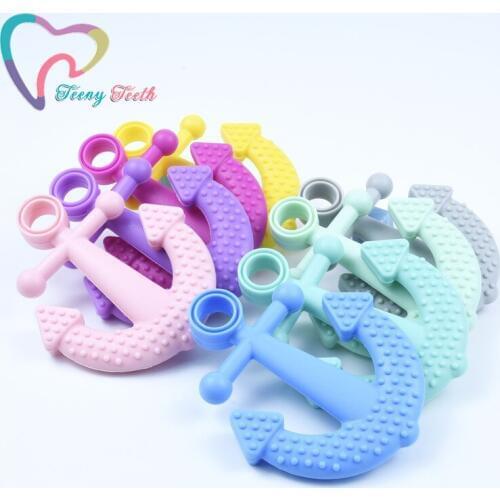 5 PCS Silicone Anchor Teether Soft BPA Free Teething Necklace Pendant Safe For Baby Chew Toys Nursing Chain Baby Anchor Teether