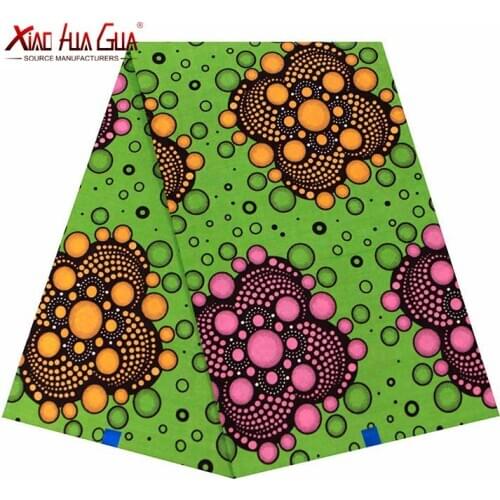 African Fabric Batik Print Ankara 6 Yards Green 100% Cotton Fabric Princess Bridesmaid Dresses Sewing Family Clothing 40FS1378