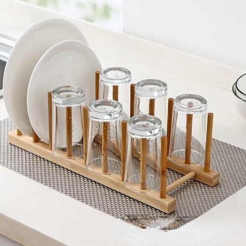 DIY Bamboo Drainer Wooden Dish Rack Plates Holder Kitchen Storage Cabinet Organizer For Dish Cutting Board Plate Cup Pot Lid