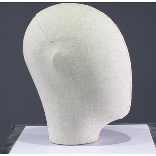 Beige Canvas Head for Wigs with Metal Stand Base, 4 Styles for Choose