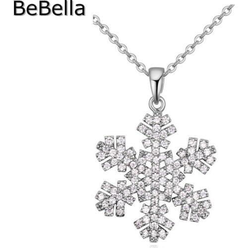 BeBella Snowflake Pendant Necklace With Micro Pave Setting High Quality Cubic Zirconia Stone Bride Wedding Jewelry Women Gift