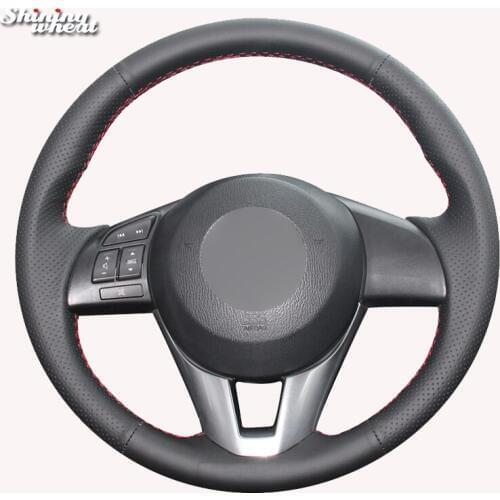 Shining wheat Black Artificial Leather Steering Wheel Cover for Mazda CX-5 CX5 Atenza 2014 New Mazda 3 CX-3 2016