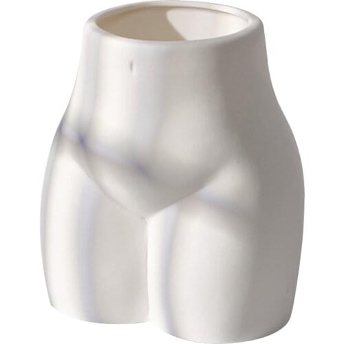 Flower Pot Human Body Ceramic Craftwork Decorative Desktop Decor for Home Office Shops White