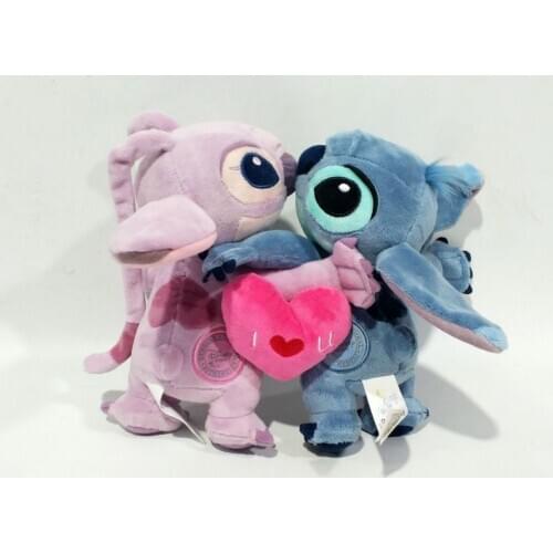 Original Disney Movie Lilo & Stitch And Angie Hug Plush Toy 20cm Couples Stitch Doll Action Figure Collection Model Toy