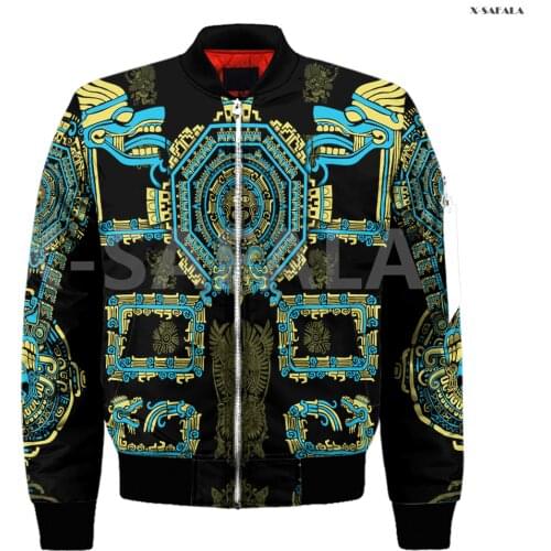 Aztec Mexico Horse Art 3D Printed Men Women Bomber Jacket Zipper Casual Streetwear Tracksuits Thick Coats
