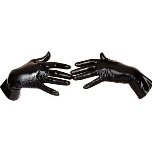Latex Gloves Unisex Mittens Short Latex Gloves Latex Rubber Mixed Toe Wrist Gloves Fetish Costume Female Gloves