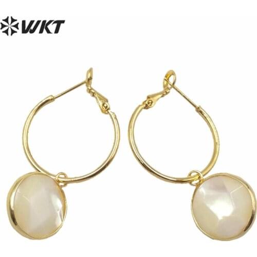 MPE035 Drop Earrings Gift Earrings Jewelry Round Faceted Shell Charm Buckle Earrings European Popular Style Factory Price
