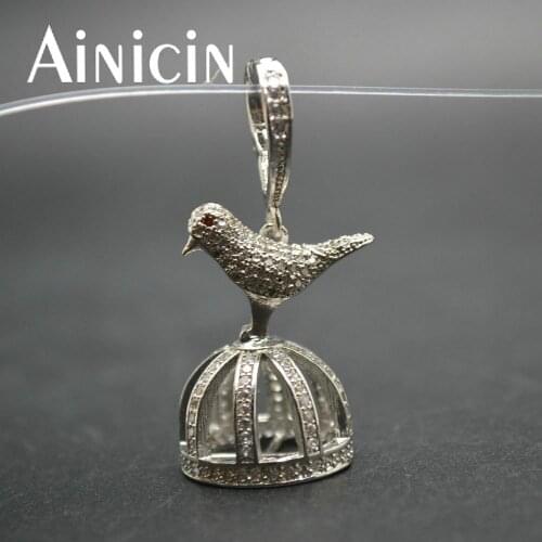 1pcs CZ Setting Fine Silver Bird Shape Pendant Fashion Tassel Jewelry Making Materials