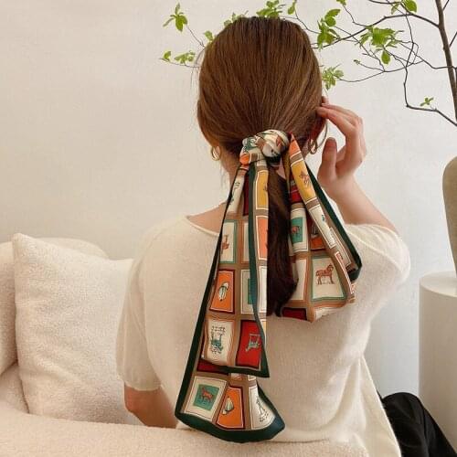 New 2021 Fashion Handkerchief Neck Scarf For Women Shawl Silk Satin Hair Scarfs Female Square Headband Bandana Head Scarves