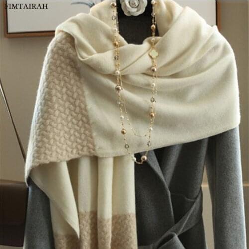 Autumn Winter Pure 100% Cashmere Scarf Knit Men And Women Fashion Winter Double Warm Thick Large Shawl Wrap Neck Unisex