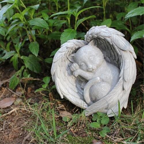 Puppy Dog Cat Monument Pet Angel Wing Tombstone Cat Dog Angel Decoration Resin Crafts Garden Decoration