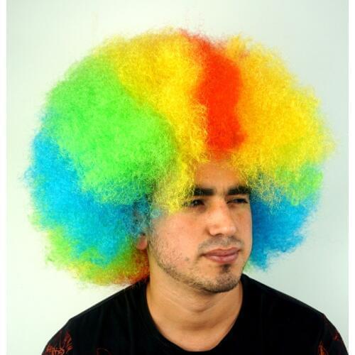 Afro Party Wigs Colorful Hair Big Wig Curly Short Fan wigs Halloween Headdress
