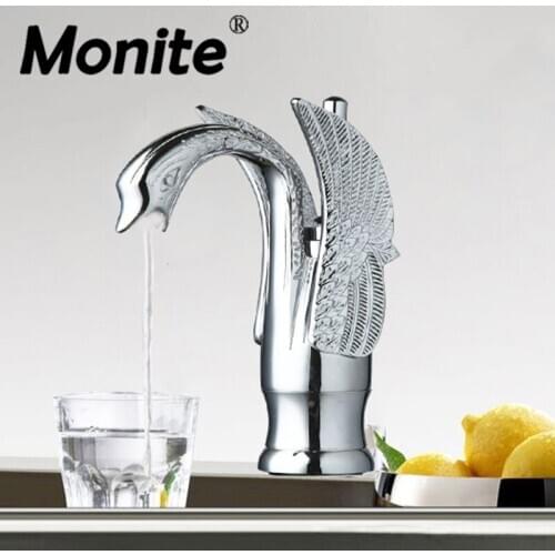 Durable Solid Brass Bathroom Faucet Basin Faucet Single Hole torneira 9810-2 Modern Swan Design Mixer Taps