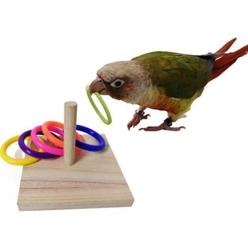 Bird Educational Toys Wooden Platform Stacking Rings Parrot Develop Intelligence Training Pet Supplies for Lovebird Parakeet Coc