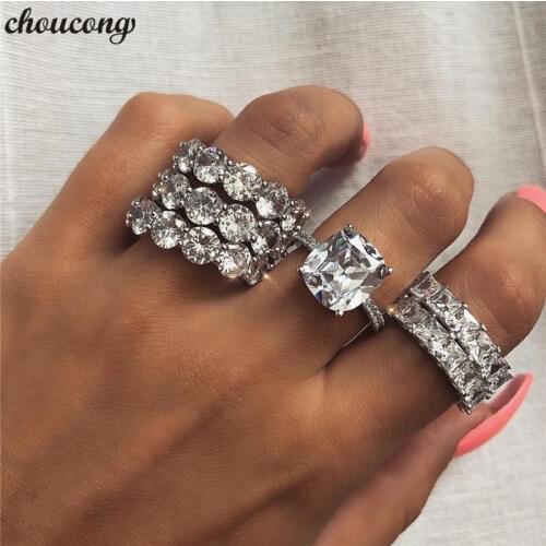 Choucong Luxury Engagement Wedding Band Rings for women men AAAAA cz 925 Sterling Silver Bijou Statement ring Party Jewelry