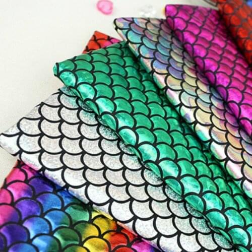 Lycra Spandex Stretch Bronzed Fabric Fish Scales Zentai Tight Swimwear Fabric Stage decorative laser Cloth