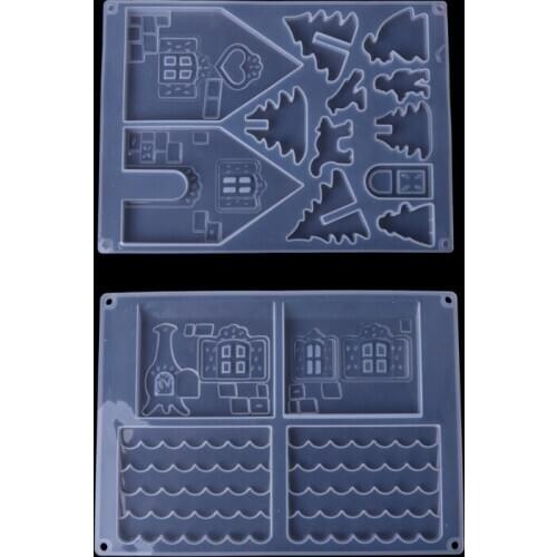 DIY Silicone Christmas House Castle Mold Epoxy Resin Jewelry Making Tool Set New