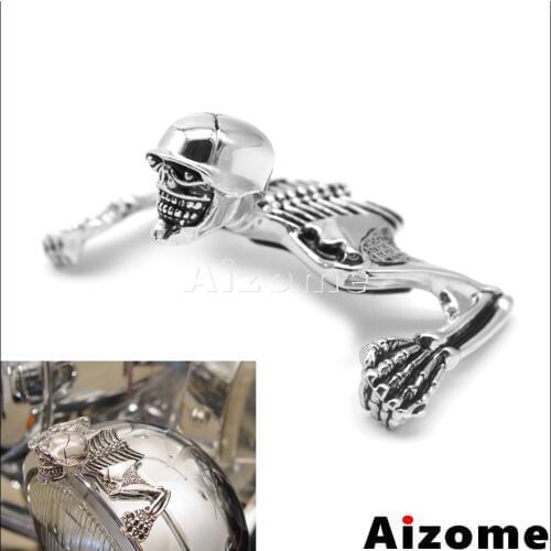 Motorcycle Steel Helmet Skull Skeleton Decorative Figure For Harley Cafe Racer Custom 4.5" 5.75" 7" Headlight Skeleton Statue