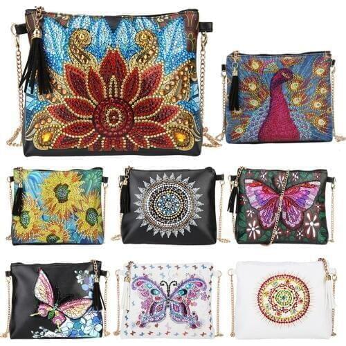 DIY Special Shaped Diamond Painting PU Leather Crossbody Bags Chain Clutch Bag for Women Girlfriend Christmas Gift