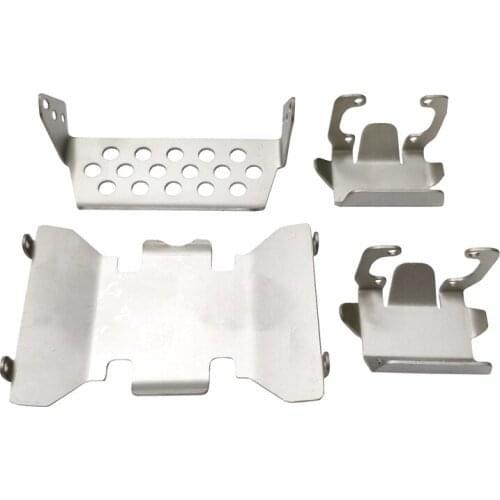 Top Stainless Steel Front Bumper Lower + Axle + Gearbox Mount Protection Skid Plate Set for 1/10 RC Crawler AXIAL SCX10 II 90046