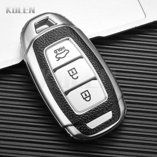 TPU Leather Type Car Key Case Cover Fob For Hyundai Solaris i30 i40 ix35 Kona Santa Fe Verna Accent Sonata Protector Accessories