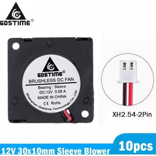 10 Pieces lot DC Ventilator Cooling Blower Fan 12V 30mm x 10mm 3010 3cm 2pin Sleeve bearing
