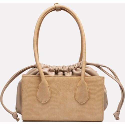 Vintage Alligator Women Shoulder Bags Designer Pu Leather Hand Bag Chic Lady Totes Female Purses 2021 Drawsting Handbags Luxury