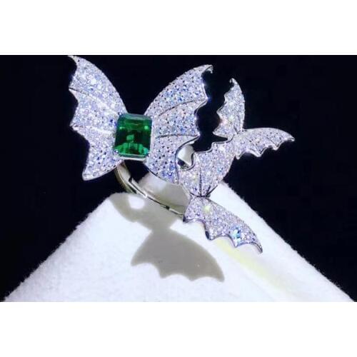 Butterfly ring cocktail ring adjustable size 925 sterling silver bling bling elegant fine women jewelry free shipping