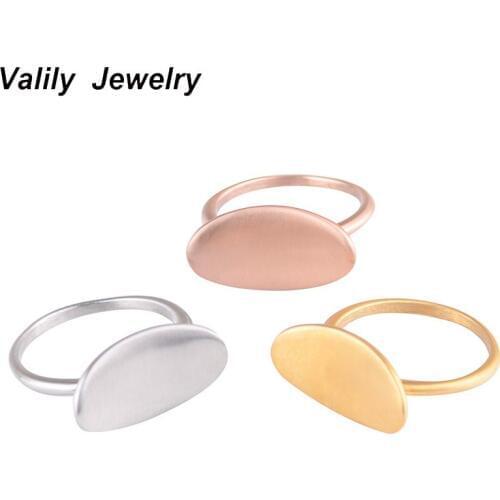EdgLifU Womens Ring Simple Matte Oval Shape Silver Ring For Women Stainless Steel Fashion Summer Style Rings Female