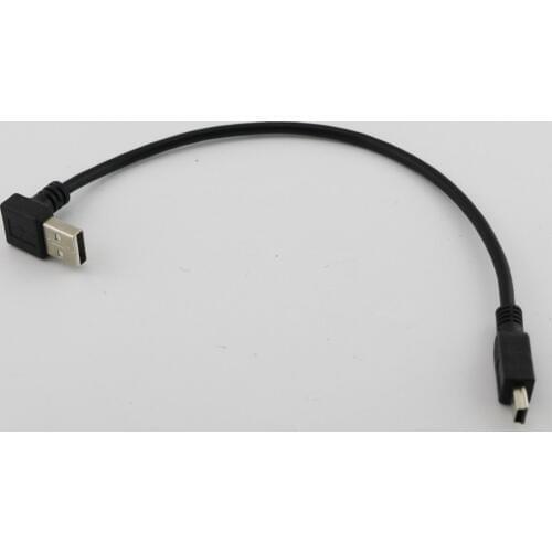 10pcs 25cm USB 2.0 A Male UP Angle To Mini USB 5 Pin Male Data Charger Adapter Cable