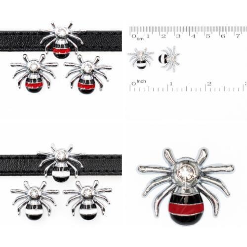 10PCS 8mm Alloy Enamel Rhinestone Animal Slide Charms Slide Beads DIY 8mm Hole Bracelets Wristbands,Belt Straps Pet Name Collar