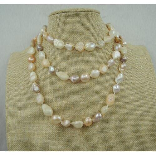 100% NATURE FRESHWATER PEARL LONG NECKLACE-120 CM in Baroque shape