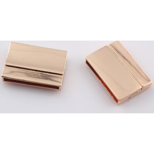 2017 Light Gold Jewelry Findings DIY Bracelet Magnetic Clasps Leather Cord Bracelet Clasp Connectors Flat Hole 25*2.5mm C112