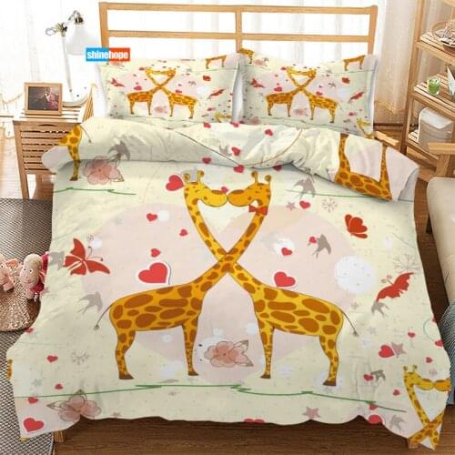 3 Pcs Luxury Duvet Cover Set Deer Cartoon Bedding Sets Comforter Duvet Cover Pillowcase Home Textiles