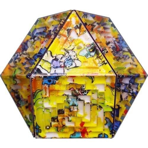 3D Maze Cube Intelligent Toy Labyrinth Ball Toy Maze Ball Games Learning Educational Toy Gift - Tetrahedron Art Colorful L