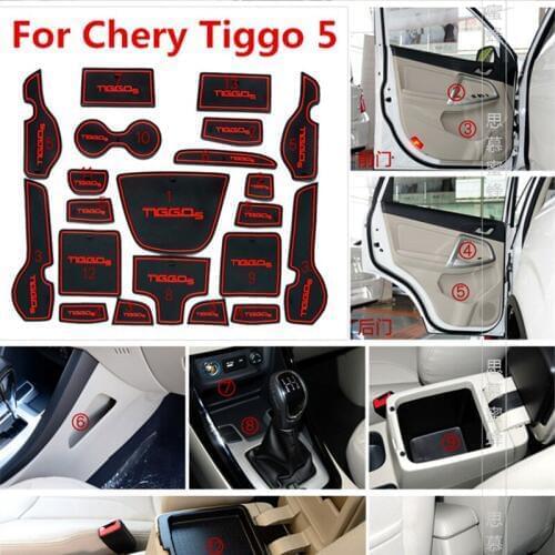 3D Rubber Mat For Chery Tiggo5 2014-2018 Door Slot Pad Car Interir Anti Slip Mat Cup Cushion Dust mat Gate Slot Mat Car styling