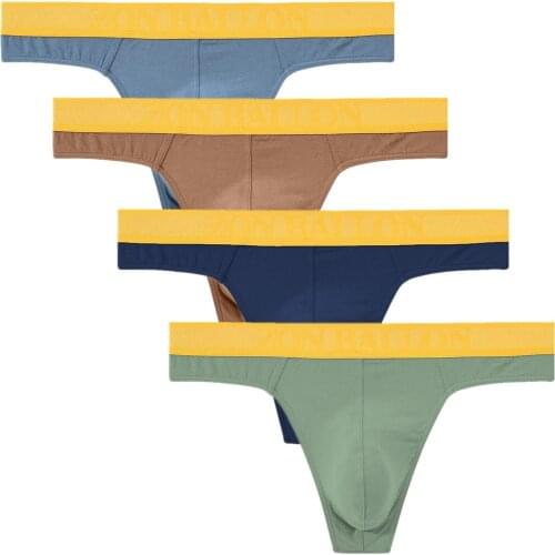 4pcs Low-Rise Thong Underwear Tanga G-String Open-Back Gay Sexy Mens Interior Jockstrap Bikini Underpants