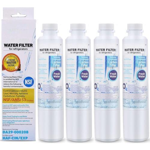 4 PACK Of Activated Carbon Block Refrigerator Water Filter Cartridges for Samsung DA29-00020B, DA29-00020A, HAF-CIN/EXP