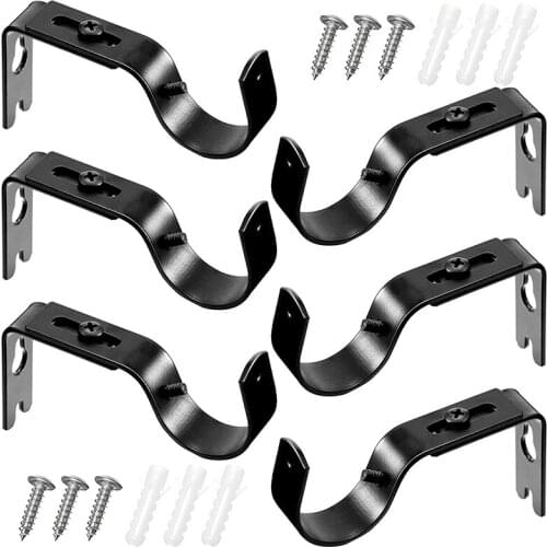 6 Pieces Curtain Rod Brackets General Adjustable Curtain Brackets Valance Support Holders Curtain Rod Holder Wall Hooks