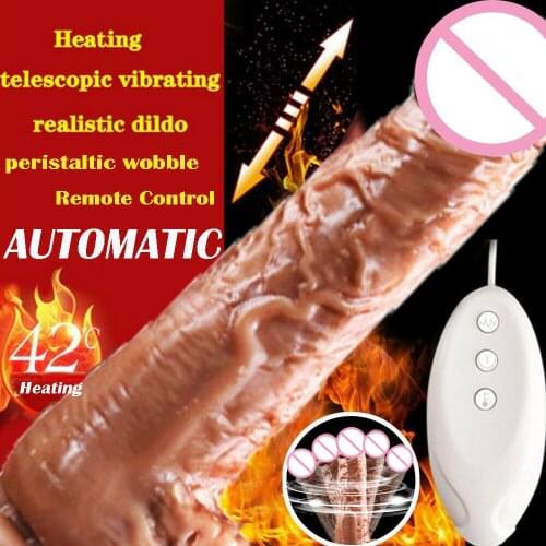7.48 Inch Hearing Telescopic Automatic Vibrating Thrusting Dildo with Suction Cup Penis G-spot Stimulator Women Sex Toy