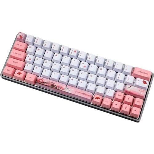 73/122 Keys Sakura Keycaps PBT OEM Profile Key Cap for MX Switches DZ60/XD64/GH60 RK61/ALT61/Annie Mechanical Keyboard