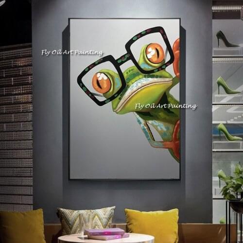 Abstract Handmade Oil painting Frog Animals Painting Acrylic Picture Hand Painted Oil Painting For Unique Gift